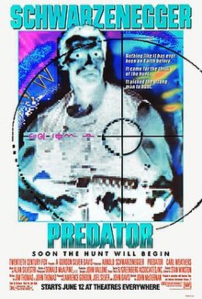 A remixed image of Predator (1987).